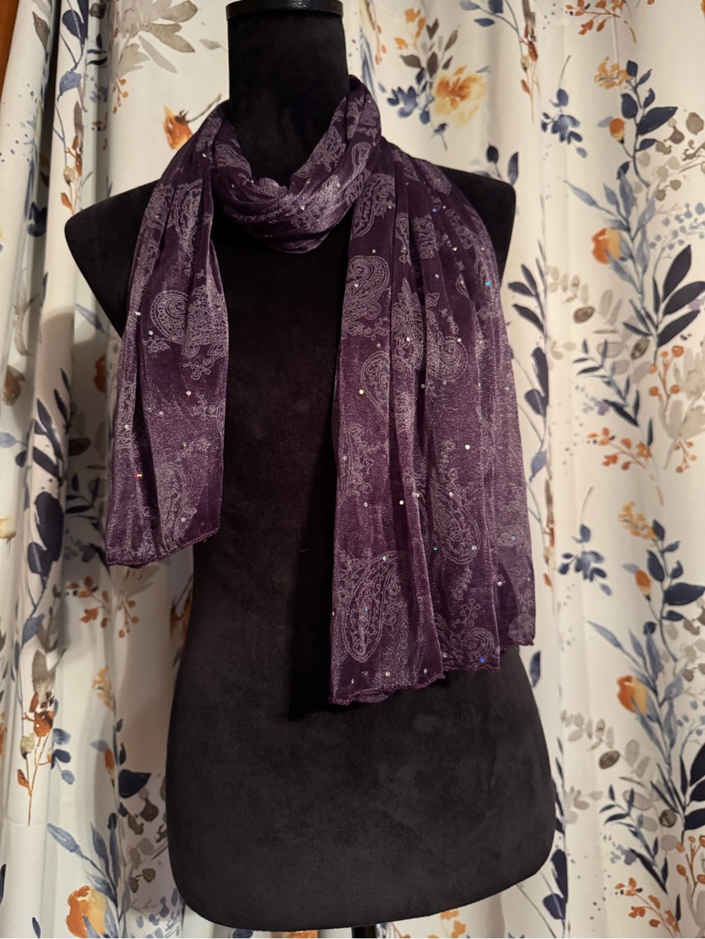Purple Paisley Scarf with Sparkle B5